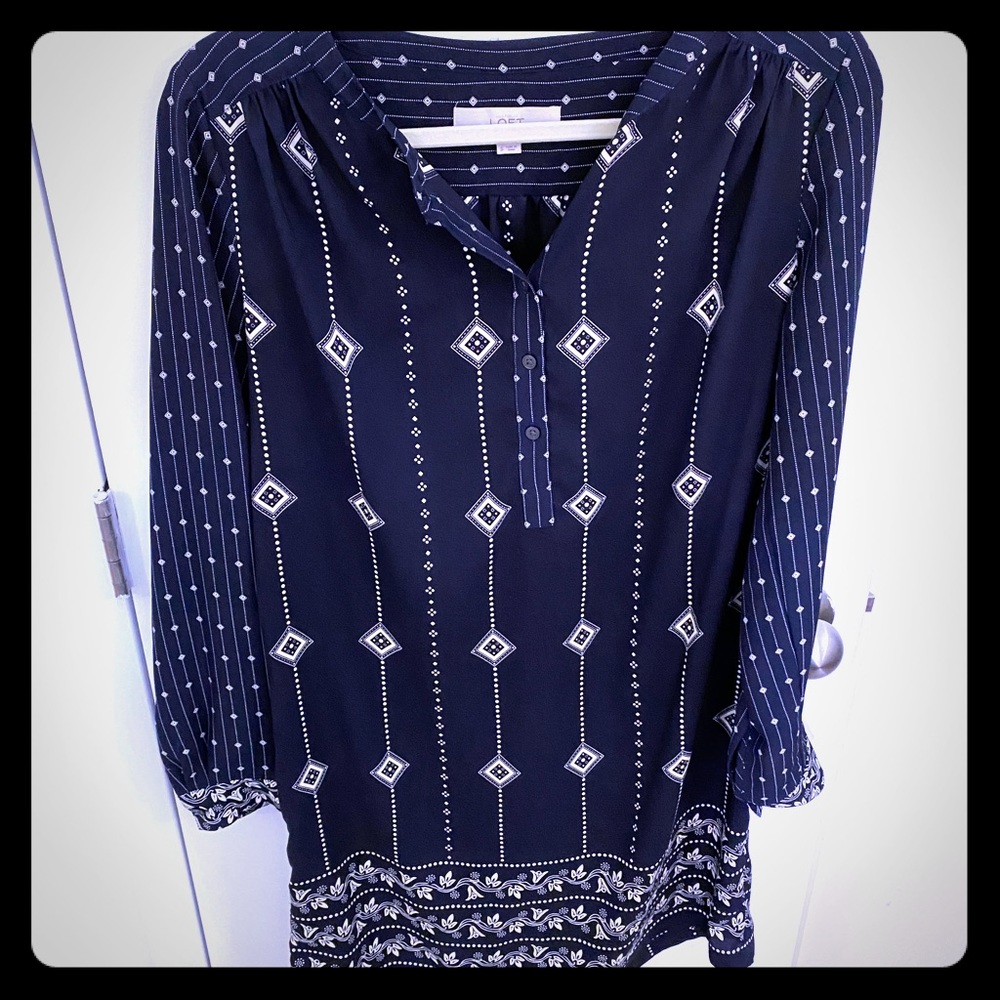 Loft navy dress with white details- work or fun!